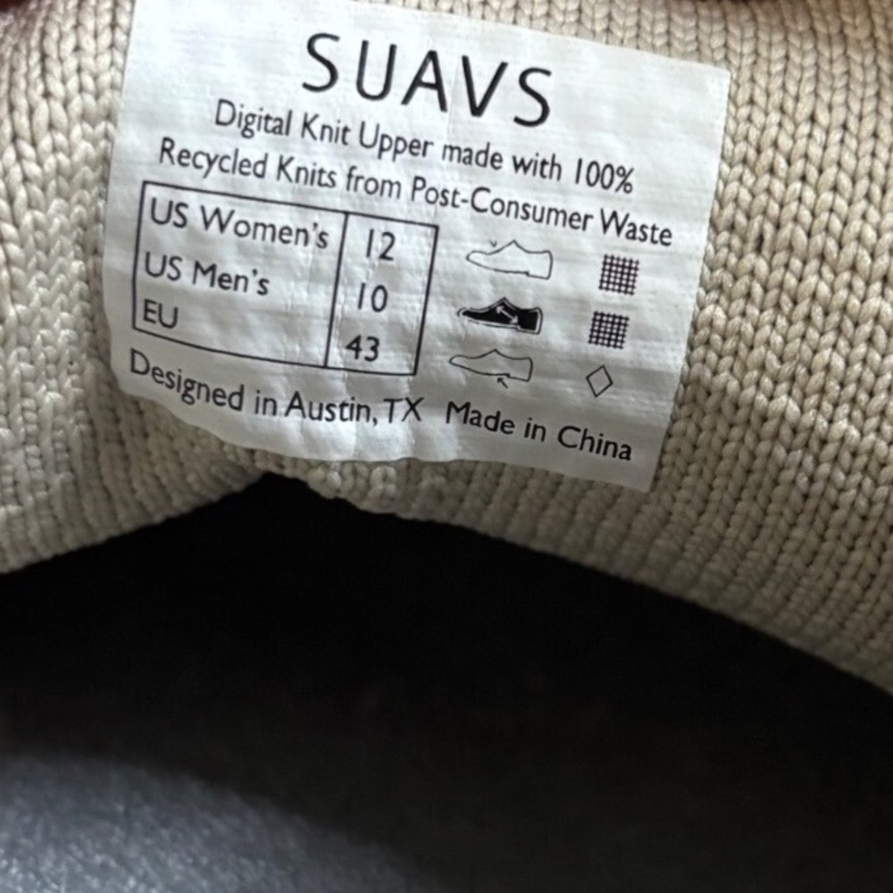 SUAVS Zilker Gum Sneakers Cream Beige Knit Shoes Mens 10 Womens 12 EU 43 - Picture 7 of 7